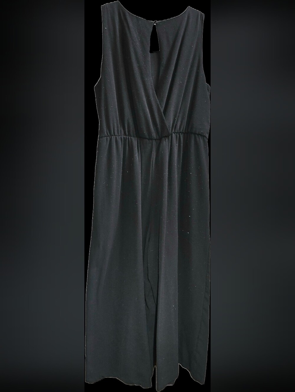 Luxology Black Sleeveless Jumper with Waist Tie And Pockets